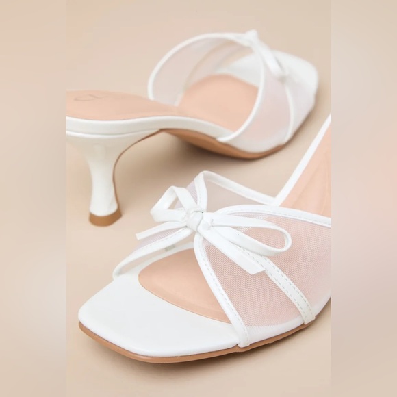 Jump Up White Patent Mesh Bow Slide Sandals NWT Size 9.5 - Picture 2 of 8